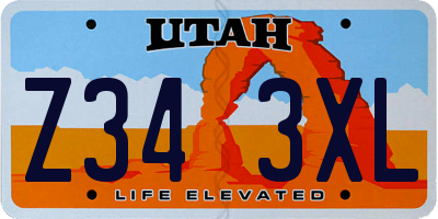 UT license plate Z343XL