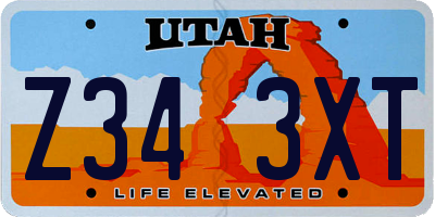 UT license plate Z343XT
