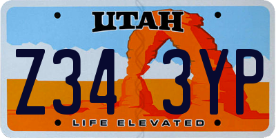 UT license plate Z343YP