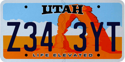 UT license plate Z343YT