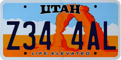 UT license plate Z344AL