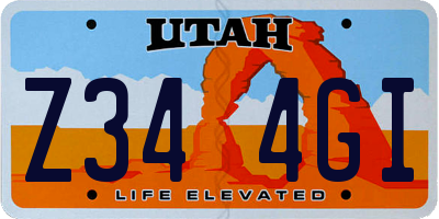 UT license plate Z344GI