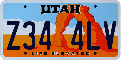 UT license plate Z344LV