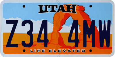 UT license plate Z344MW