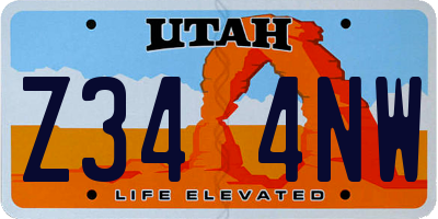 UT license plate Z344NW