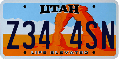 UT license plate Z344SN