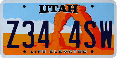 UT license plate Z344SW
