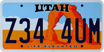 UT license plate Z344UM