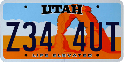 UT license plate Z344UT