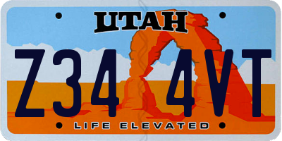 UT license plate Z344VT