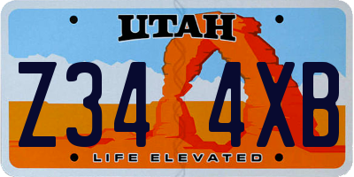 UT license plate Z344XB
