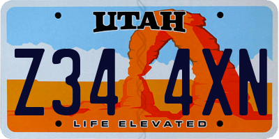 UT license plate Z344XN