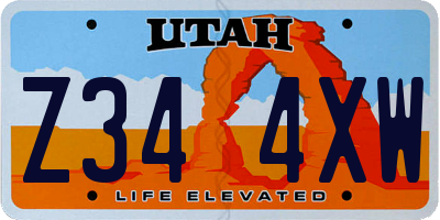 UT license plate Z344XW