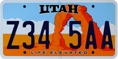 UT license plate Z345AA