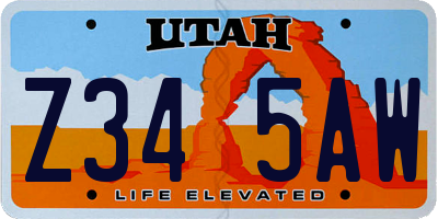 UT license plate Z345AW