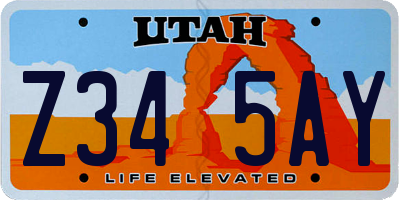 UT license plate Z345AY