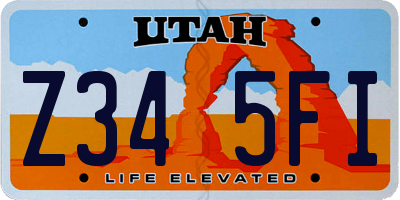 UT license plate Z345FI