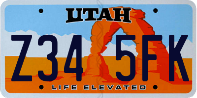 UT license plate Z345FK