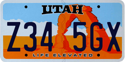 UT license plate Z345GX