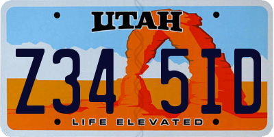 UT license plate Z345ID