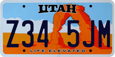 UT license plate Z345JM