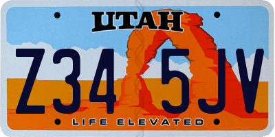 UT license plate Z345JV