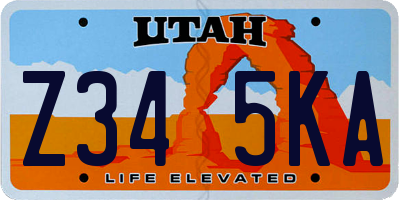 UT license plate Z345KA