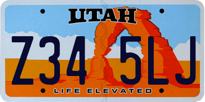UT license plate Z345LJ