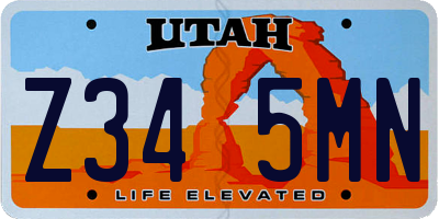 UT license plate Z345MN