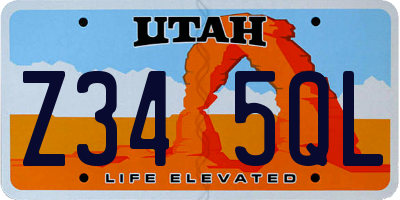 UT license plate Z345QL