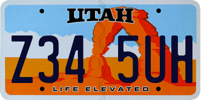 UT license plate Z345UH