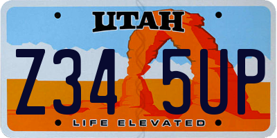 UT license plate Z345UP