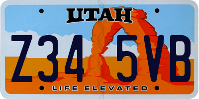 UT license plate Z345VB