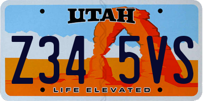 UT license plate Z345VS