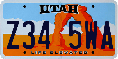 UT license plate Z345WA