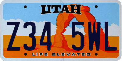 UT license plate Z345WL