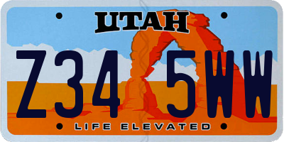 UT license plate Z345WW