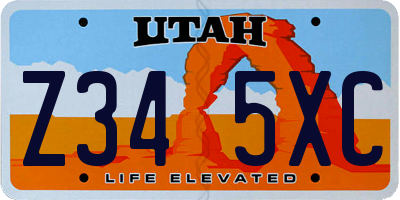 UT license plate Z345XC
