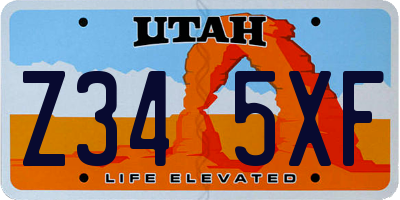 UT license plate Z345XF