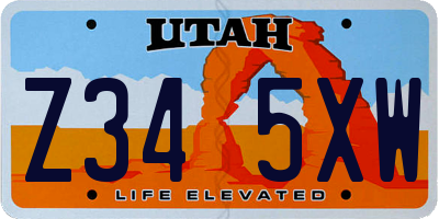 UT license plate Z345XW