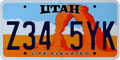UT license plate Z345YK