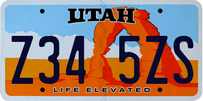 UT license plate Z345ZS