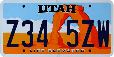 UT license plate Z345ZW