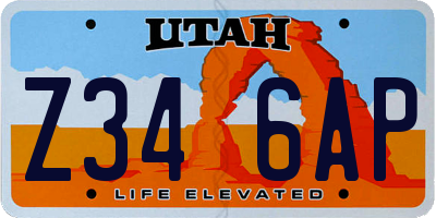UT license plate Z346AP
