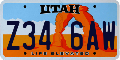 UT license plate Z346AW