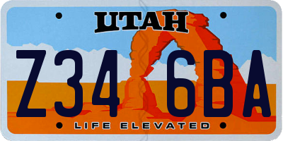 UT license plate Z346BA