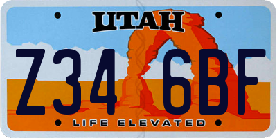 UT license plate Z346BF