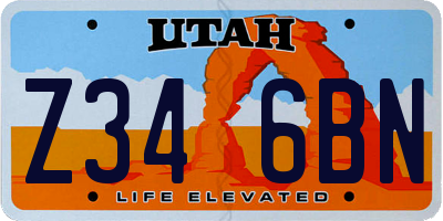 UT license plate Z346BN