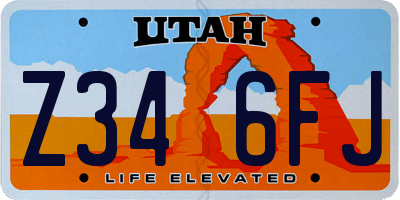 UT license plate Z346FJ