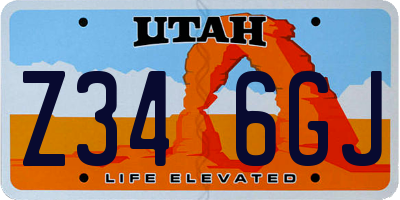 UT license plate Z346GJ